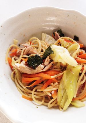 だし香る♫キャベツと秋刀魚の和パスタ-レシピのメイン写真
