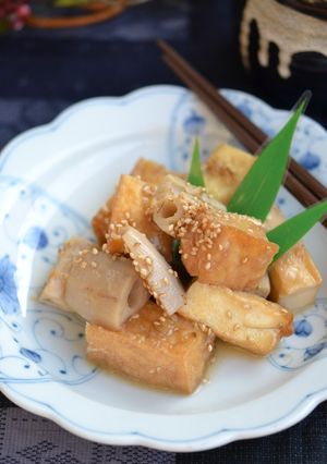 れんこんと厚揚げの味噌煮込み【作りおき】-レシピのメイン写真