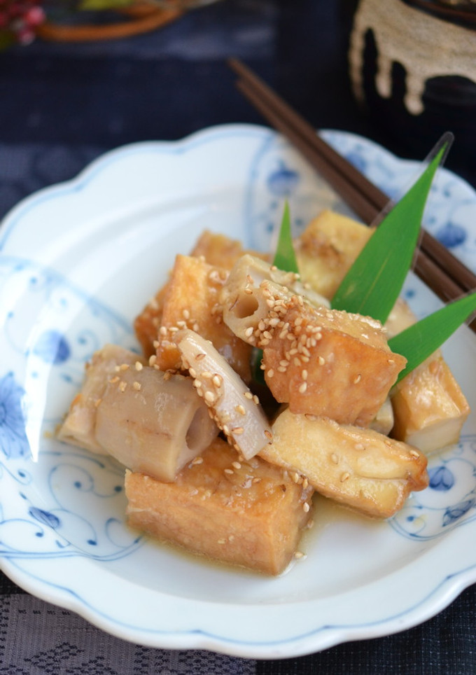 れんこんと厚揚げの味噌煮込み【作りおき】-レシピのメイン写真