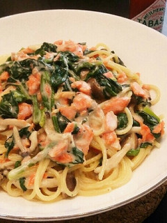 サーモンとほうれん草のクリームパスタ-レシピのメイン写真