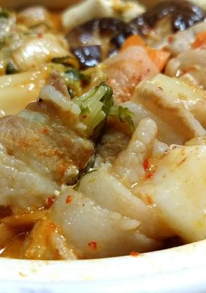 くるくる肉巻き味噌キムチ鍋-レシピのメイン写真