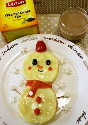 リプトンひらめき朝食♡マフィンで雪だるま-レシピのメイン写真