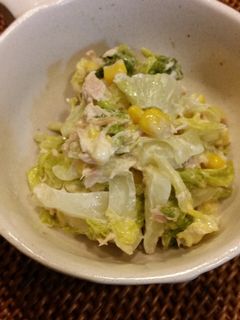 白菜の漬け物でツナコーンサラダ-レシピのメイン写真