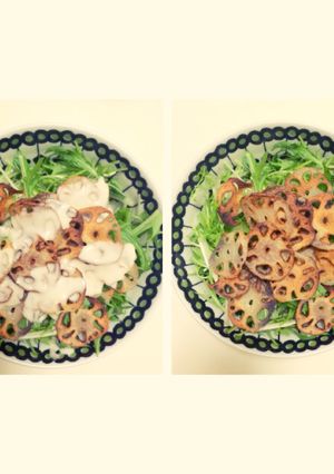 ザクザク食感！水菜とレンコンのサラダ-レシピのメイン写真