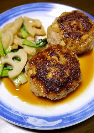 簡単！豆腐ハンバーグ（クワイ入り）-レシピのメイン写真