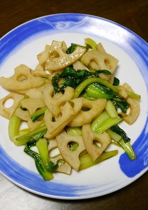 簡単！レンコンとチンゲン菜の和風炒め-レシピのメイン写真