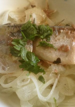 鯖缶とスライスオニオンで簡単おつまみ-レシピのメイン写真