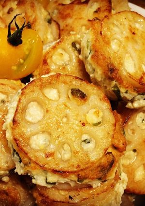 お豆腐つくねの蓮根はさみ焼き-レシピのメイン写真