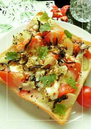 紫蘇香る❀トマトとセロリの和トースト-レシピのメイン写真