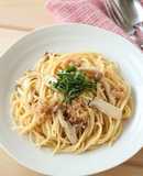 きのことアマランサスの明太子風パスタ