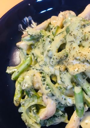 鶏肉とアスパラ＆ゴーヤーのチーマヨ炒め-レシピのメイン写真