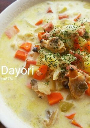 サッポロ一番塩ラーメンクラムチャウダー風-レシピのメイン写真