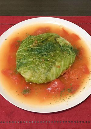 フライパンで丸ごとジャンボロールキャベツ-レシピのメイン写真