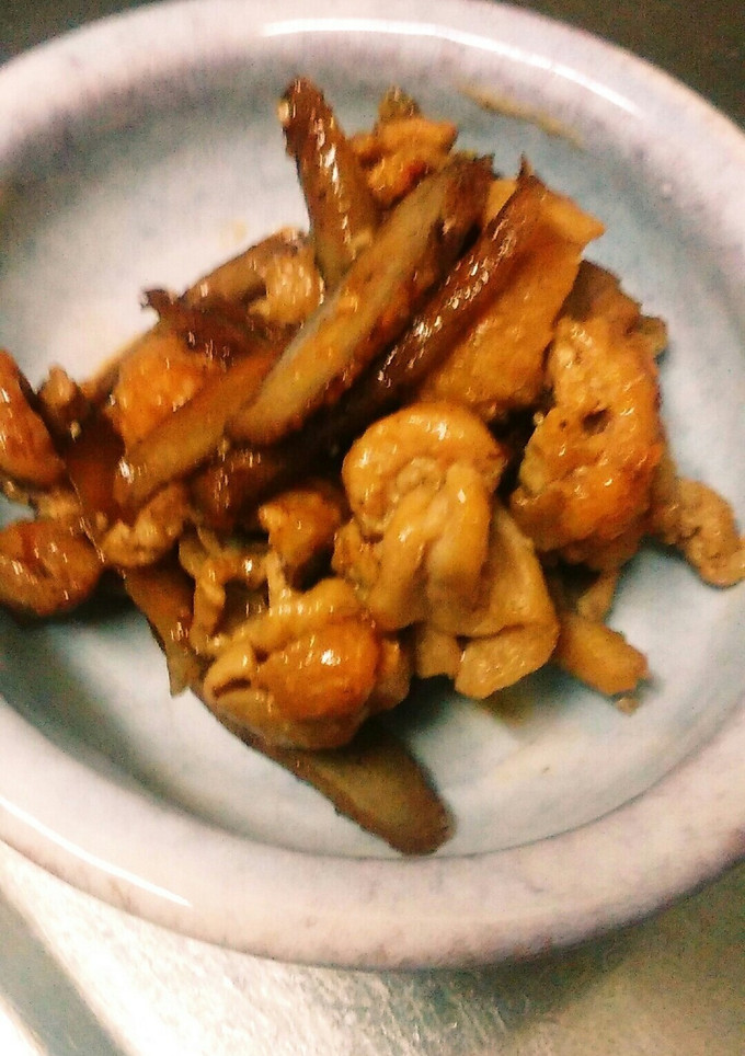 【節約】鶏皮とごぼうの照り焼き-レシピのメイン写真