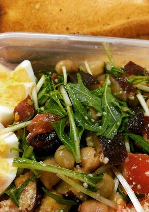 水菜とサツマイモとトマトとビーンズサラダ-レシピのメイン写真