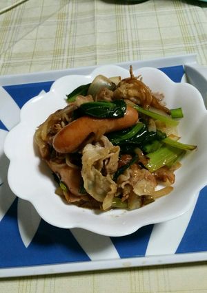豚バラで、ヘルシー中華風炒め　-レシピのメイン写真