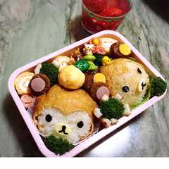 รูปของ おさるでリラックマキャラ弁♡