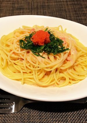 材料5つ♡簡単絶品豆乳明太クリームパスタ-レシピのメイン写真