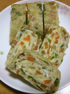 チーズと野菜入りの卵焼き!~お弁当にも!-レシピのメイン写真