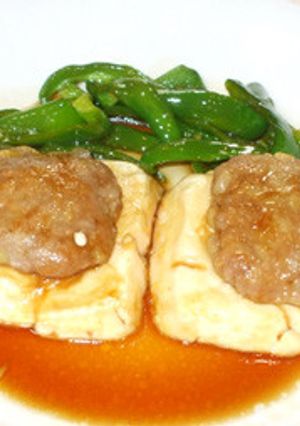 豆腐+ひき肉のハンバーグ風煮物♪ピーマン-レシピのメイン写真