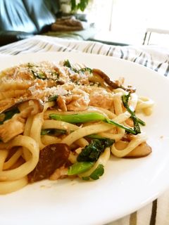麺つゆで簡単☆春菊とツナの焼きうどん-レシピのメイン写真