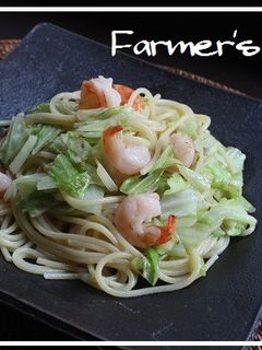 きゃべつとえびの塩焼きスパゲティ-レシピのメイン写真