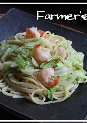 きゃべつとえびの塩焼きスパゲティ-レシピのメイン写真