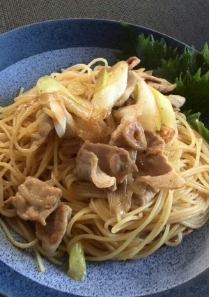 七味をきかせた豚肉と長葱の和風パスタ-レシピのメイン写真