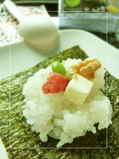 梅*チーズ*胡桃*枝豆の手まきごはん。-レシピのメイン写真