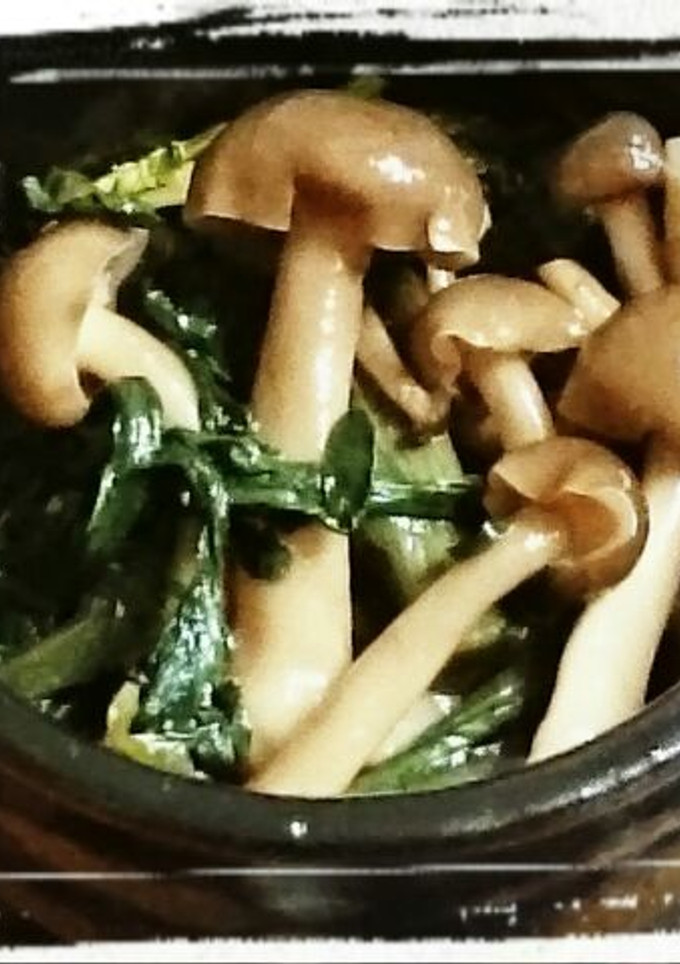 菊菜としめじの麺つゆ炒め-レシピのメイン写真