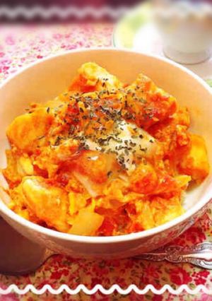 簡単パッとお洒落♡ｶﾌｪ風 洋風親子丼-レシピのメイン写真