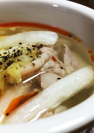 シャキシャキ白菜と豚肉の☆ピリ辛スープ☆-レシピのメイン写真