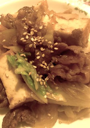 厚揚げと白菜、牛肉すき焼き風炒め-レシピのメイン写真