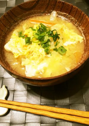 簡単！白菜と人参、ふんわり卵のお味噌汁-レシピのメイン写真