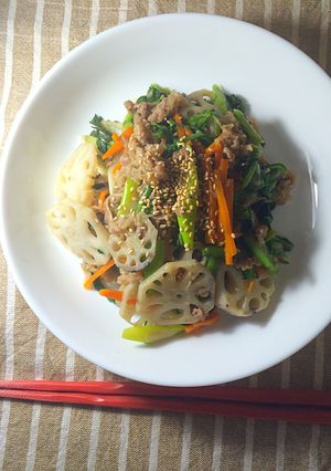 牛バラ肉と春菊の炒め煮-レシピのメイン写真