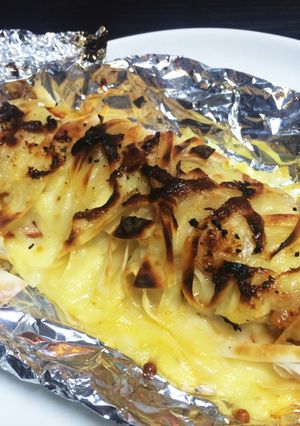 鮭のホイル焼き（餃子の皮でパリパリ食感）-レシピのメイン写真