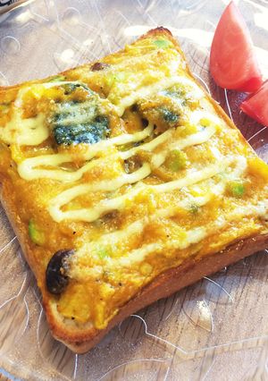 残り物で☆かぼちゃサラダのオープンサンド-レシピのメイン写真