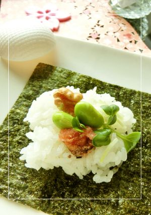 炙りたらこ×枝豆・胡桃の手まきごはん-レシピのメイン写真