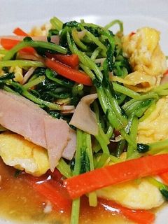 豆苗のスイートチリソース炒め-レシピのメイン写真