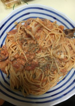 釣ったアオリイカでトマトクリームパスタ-レシピのメイン写真
