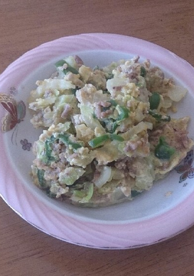 レンジで簡単♪キャベツとひき肉の卵とじ-レシピのメイン写真