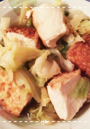 野菜1つで簡単！きゃべつと厚揚げの煮物-レシピのメイン写真