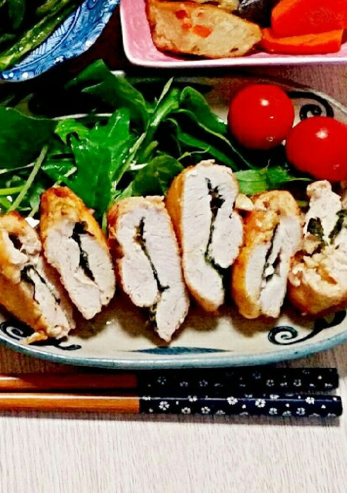 簡単☆ささみの梅しそはさみ焼-レシピのメイン写真