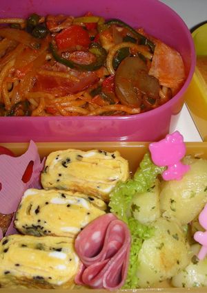 3色ピーマン☆ナポリタンスパ弁当-レシピのメイン写真