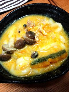 かぼちゃ豆乳味噌煮込みうどん-レシピのメイン写真