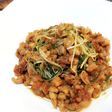 水菜で鶏味噌のパスタ風