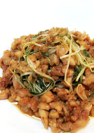 水菜で鶏味噌のパスタ風-レシピのメイン写真