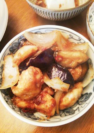 鶏肉と茄子のみぞれ味噌炒め-レシピのメイン写真