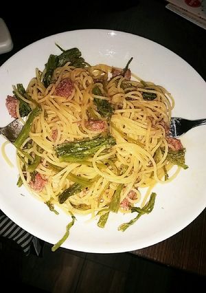 からし菜野沢菜漬け物とコンビーフのパスタ-レシピのメイン写真