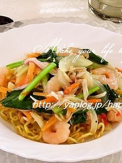 えびと小松菜・海鮮☆あんかけ焼きそば-レシピのメイン写真